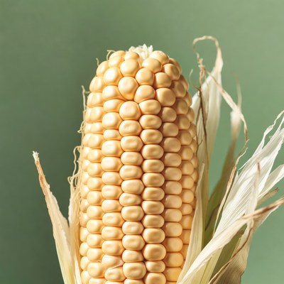 Fresh corn on green background