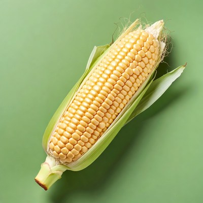 Fresh corn on green background