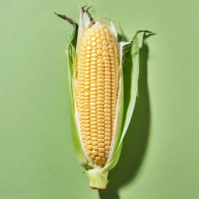 Corn on green background