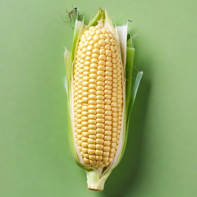 Fresh corn on green background