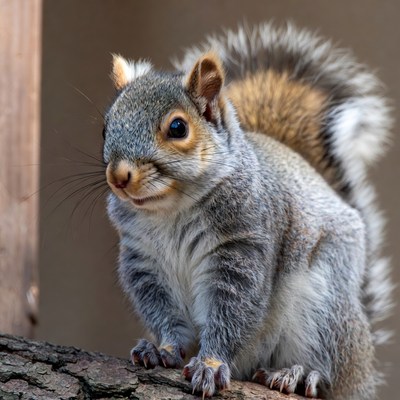 Squirrel on a branch in the park