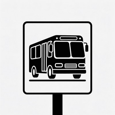 Bus stop sign with bus drawing