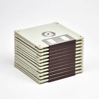 Stack of floppy disks on a table