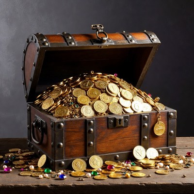 Treasure chest filled with coins
