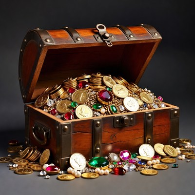 Treasure chest filled with coins
