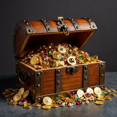 Treasure chest filled with coins