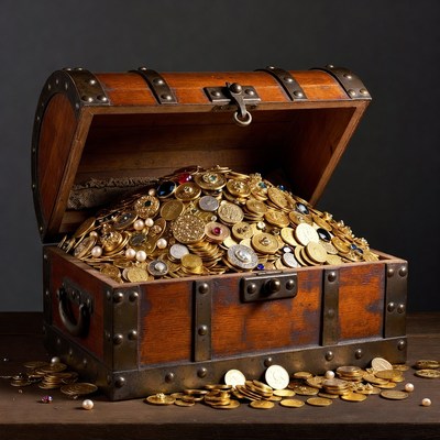 Treasure chest filled with coins