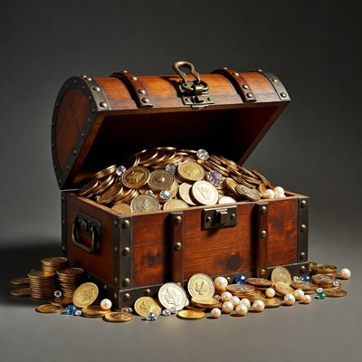 Treasure chest filled with coins
