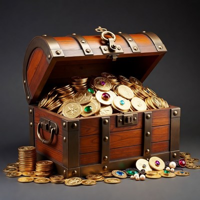 Treasure chest filled with coins