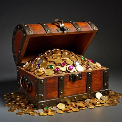 Treasure chest filled with coins