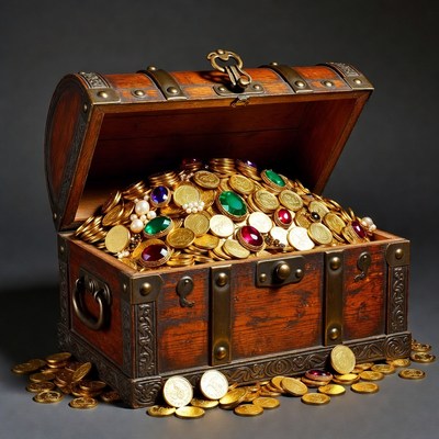 Treasure chest filled with coins