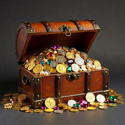 Treasure chest filled with coins