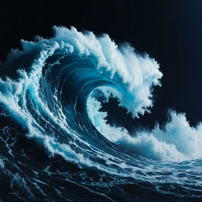 Large ocean wave crashing with energy