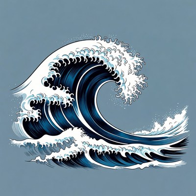 Waves crashing on the shore