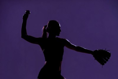 Softball player in action during practice