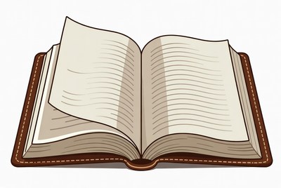 Open book with blank pages laying flat