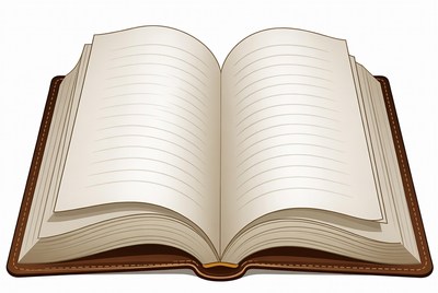 Open book with blank pages ready for writing