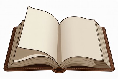 Open book on white background