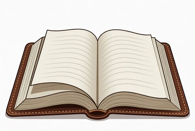 Open book on a table with blank pages