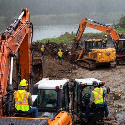 Construction work by the river