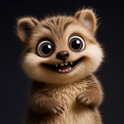 Cute cartoon animal character smiling