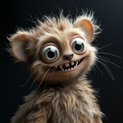 Funny furry creature with big eyes