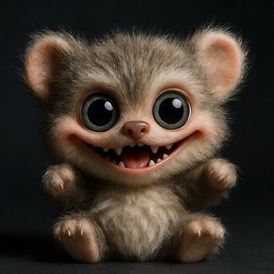 Cute plush creature with big eyes