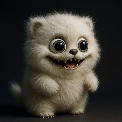 Cute fluffy creature with big eyes