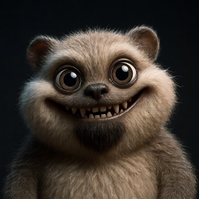 Cute furry creature with large eyes