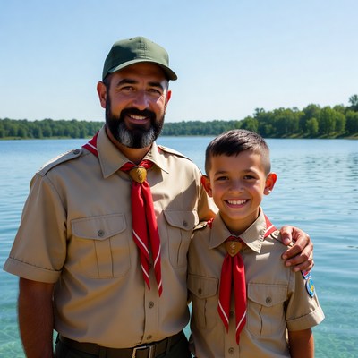 Father and son at summer camp