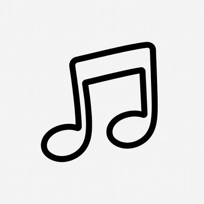 Music note icon on plain background