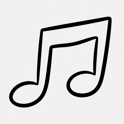 Music note symbol in black color