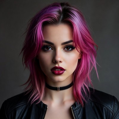 Young woman with pink hair posing