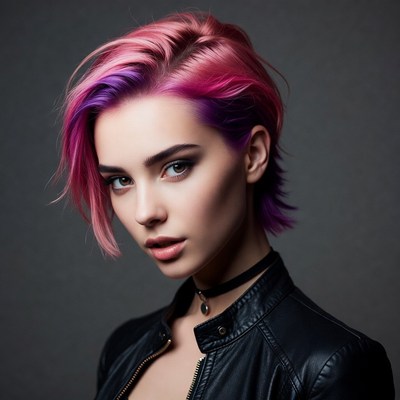 Portrait of a young woman with colored hair