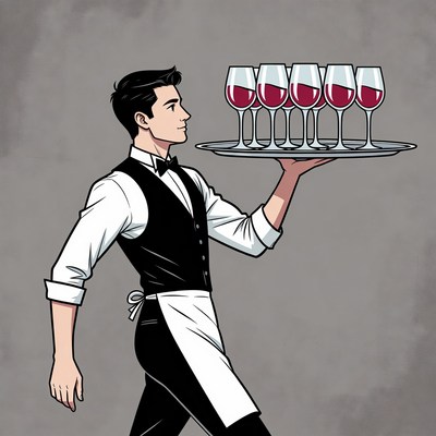 Waiter serving wine in a restaurant
