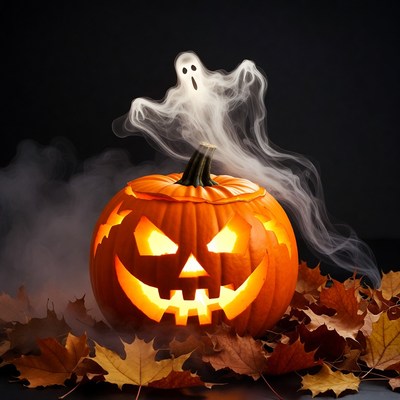 Pumpkin and ghost for halloween display