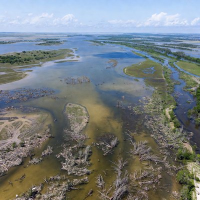 Bird's eye view of wetland area