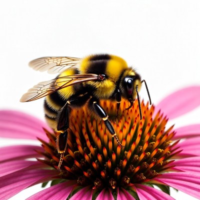 Bee collecting pollen from flower