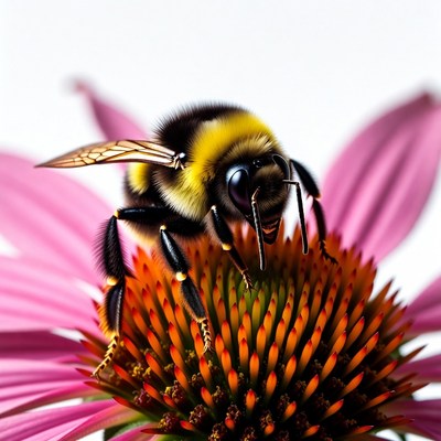 Bee on flower with purple petals