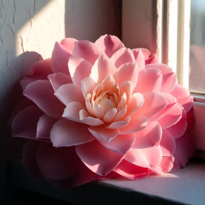 Flower by the window in sunlight