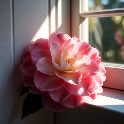 Flower on a sunny windowsill