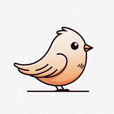 Cute cartoon bird in simple style