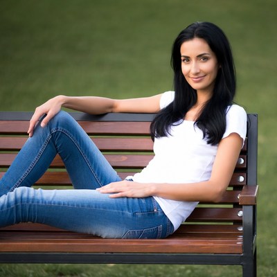 Woman relaxing on a park bench