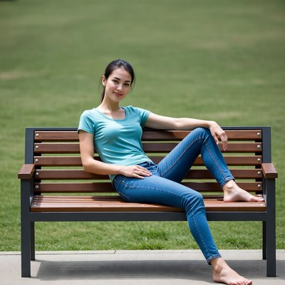 Young woman sitting on a bench