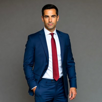 Business man in formal attire poses indoors