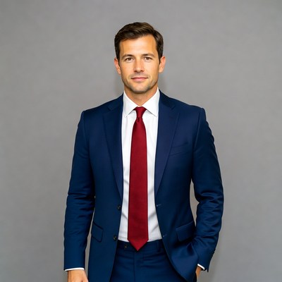 Man in suit poses for a picture