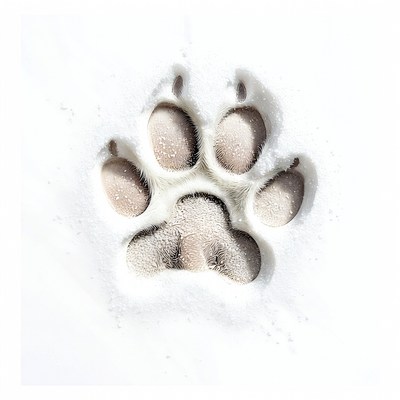 Paw print in fresh snow