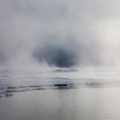 Fog over cold water in winter
