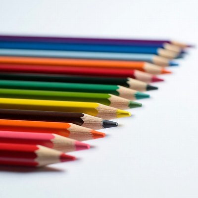 Colorful pencils arranged in a line