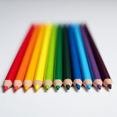 Colored pencils in a rainbow pattern